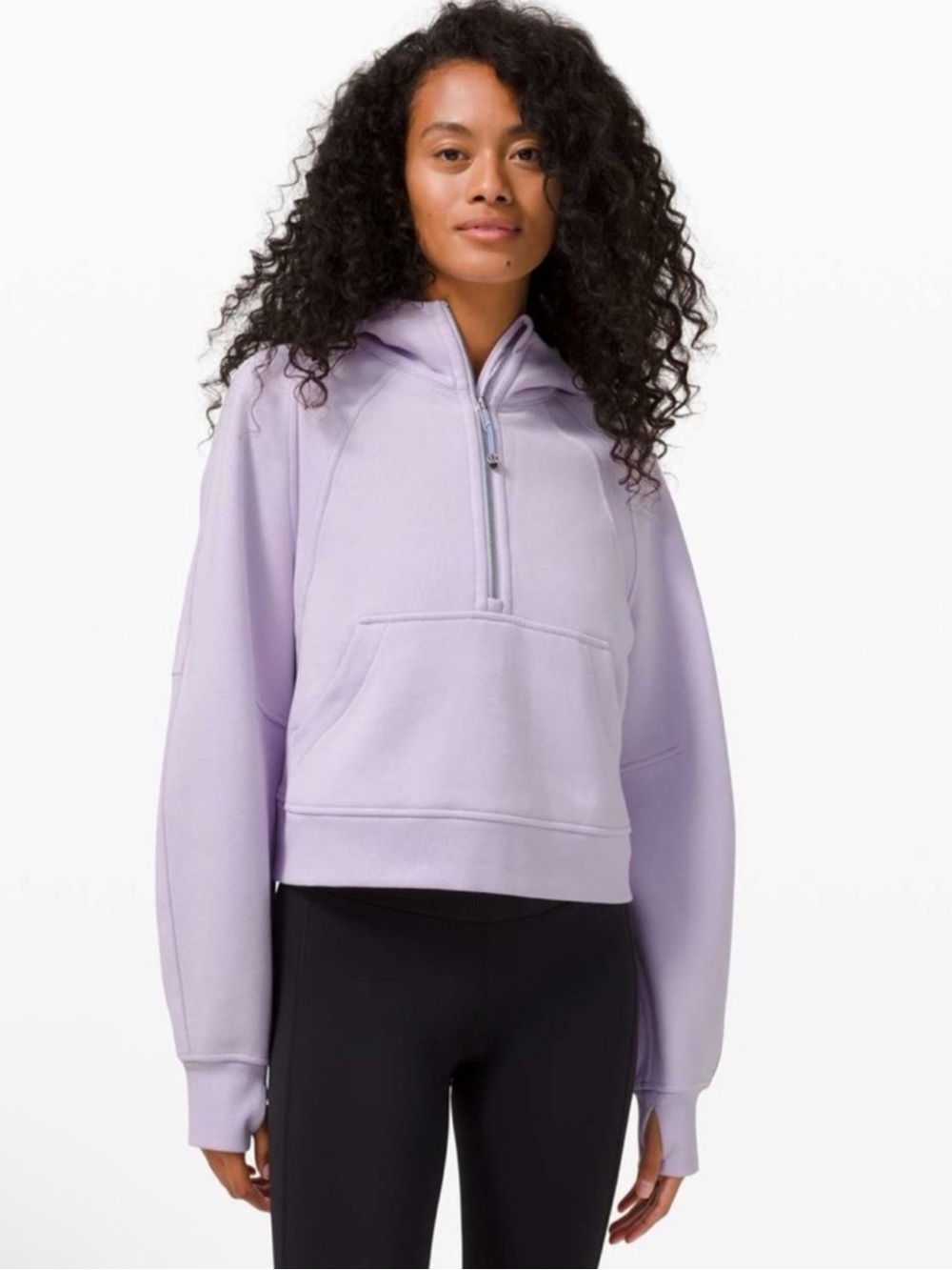 lululemon athletica Lavender cropped scuba half-zip hoodie XS/S
